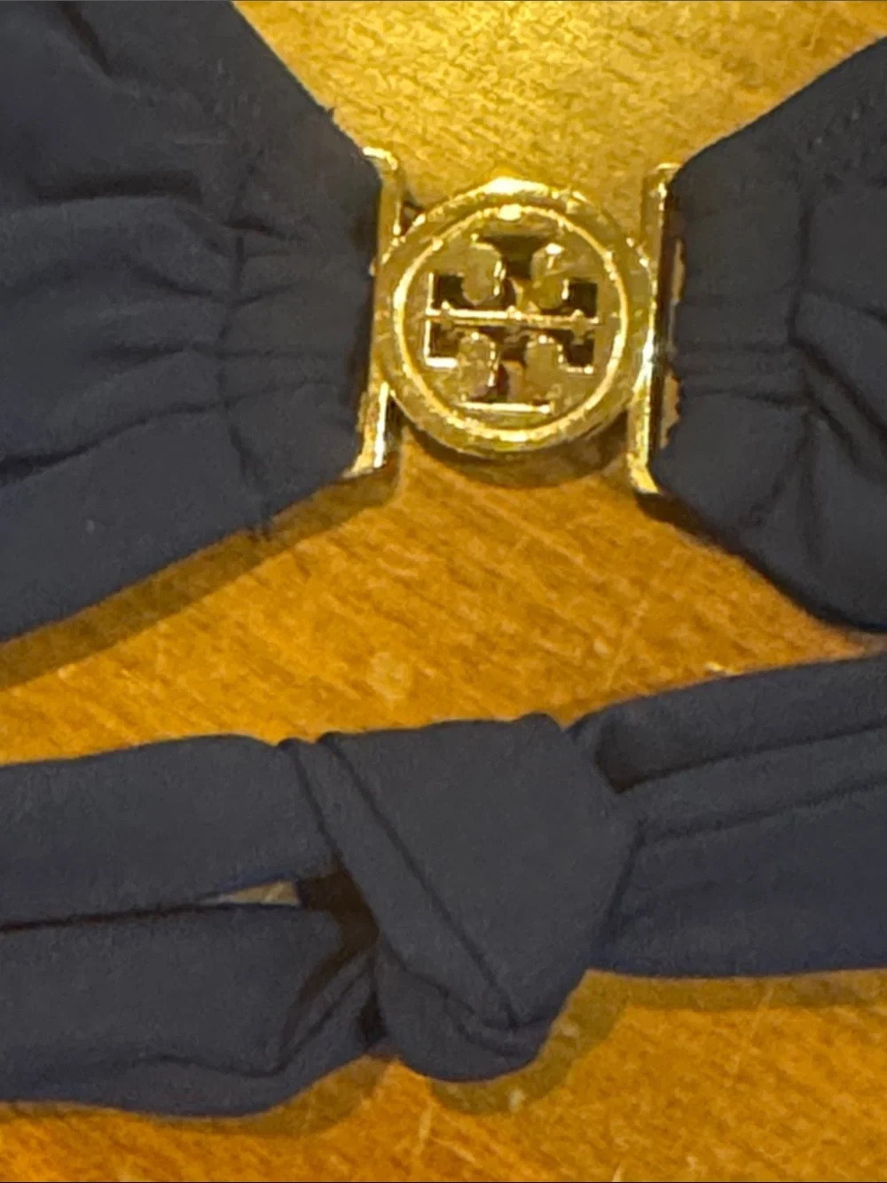 Tory Burch Miller Swimwear Two Piece Gold Logo Triangle Bikini M Navy Swimsuit